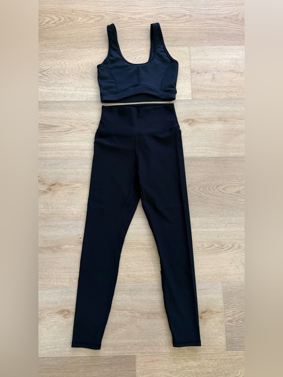 Wilo The Label Pants - WILO The Label Black Ribbed Activewear Set Sports Bra S Leggings M